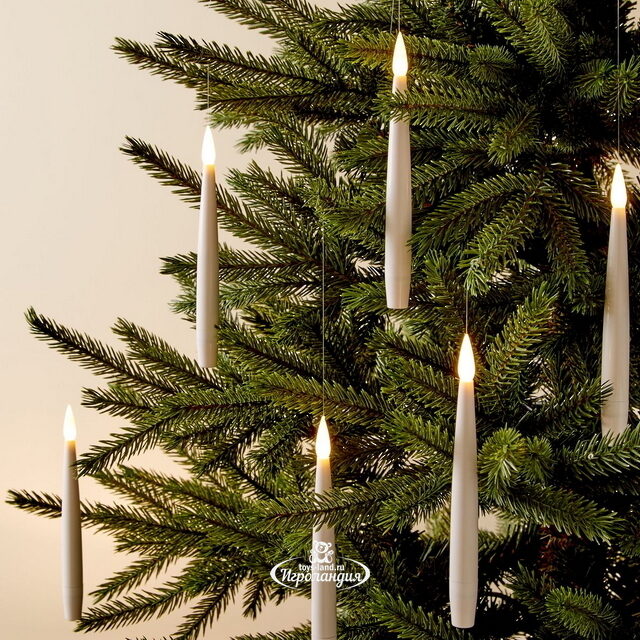 Подвесные свечи для елки Charming Flame с пультом 16 см, 10 шт с белыми LED лампами, на батарейках Edelman