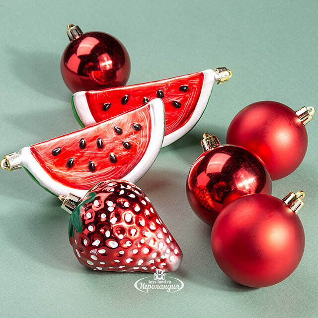 Набор елочных игрушек Bauble - Watermelon 6 см, 7 шт Edelman