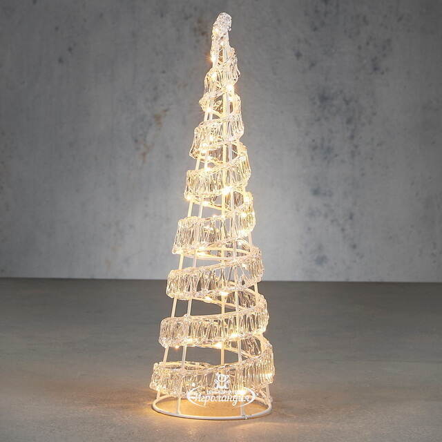 Светящаяся фигура Елка Lisburn 40 см, 45 теплых белых LED ламп, на батарейках, таймер, IP44 Edelman