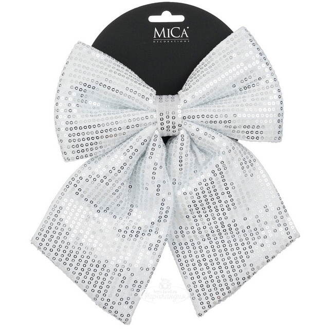 Декоративный бант Luxury Christmas 23*20 см серебряный Edelman