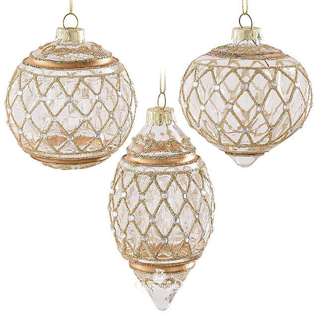 Стеклянные елочные игрушки Les Celestins 8 см, 12 шт Edelman