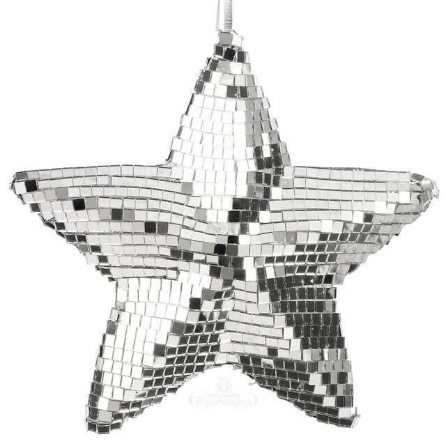 Елочная игрушка Звезда Disco - Silver Sparkle Star 19 см  Edelman
