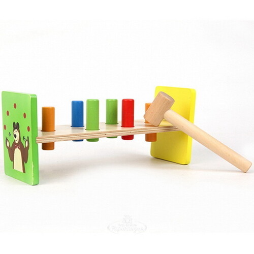 Развивающая игрушка-стучалка Маша и Медведь, дерево Затейники