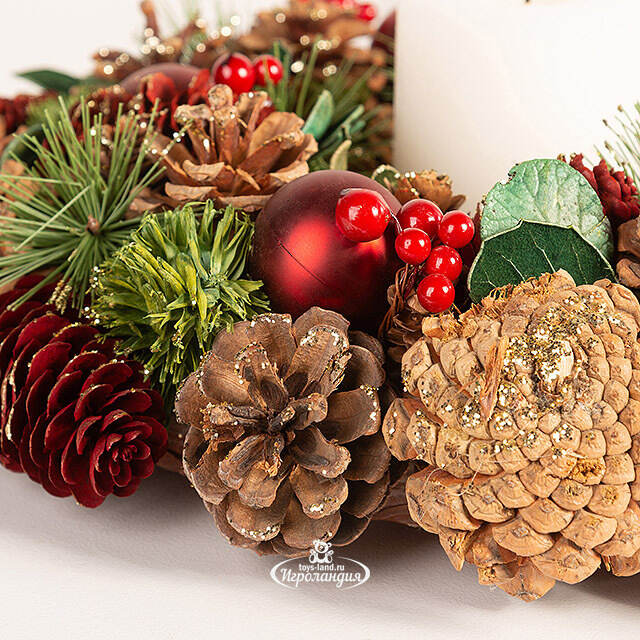 Венок-подсвечник из шишек Belper - Winter Symphony 34 см Edelman