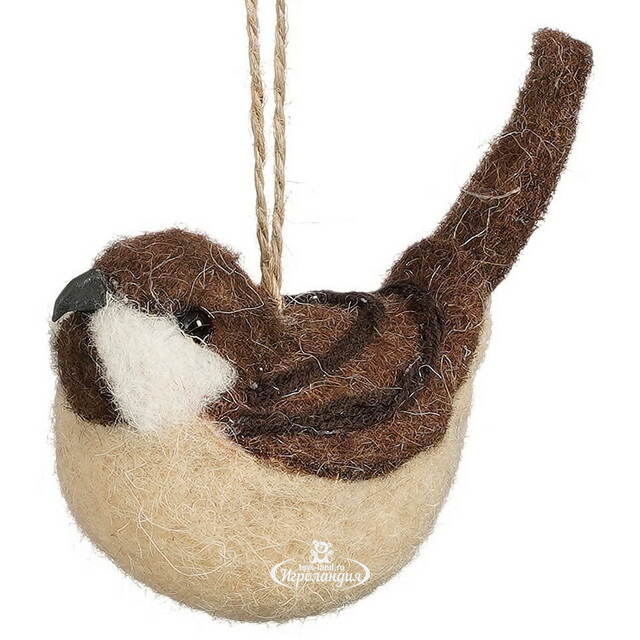 Елочные игрушки Птички: Воробьи-Синички 13 см, 3 шт Edelman