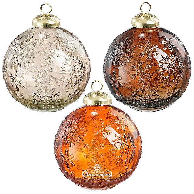 Стеклянные елочные шары Relaxation: Имбирный Латте 8 см, 6 шт Edelman