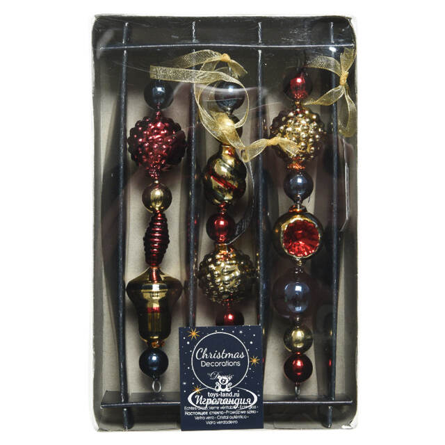 Набор стеклянных елочных игрушек Barnettby Grace 15 см, 3 шт Kaemingk