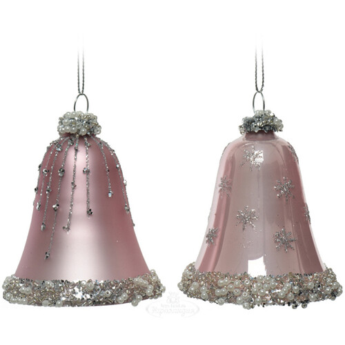 Набор колокольчиков Sonnette Розовый бутон 8 см, 2 шт, стекло, подвеска Kaemingk