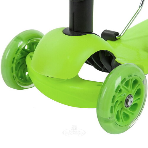 Самокат-трансформер 2 в 1 Novatrack Disco-kids, светящиеся колеса 120/90 мм, зеленый лайм, до 25 кг Novatrack