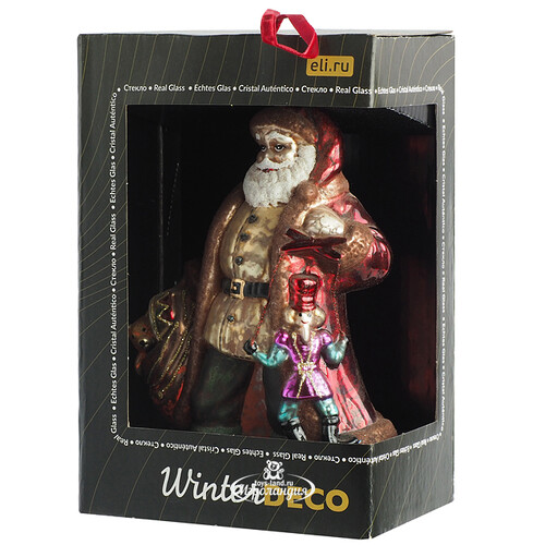 Стеклянная елочная игрушка Санта с щелкунчиком - Retro Classic 19 см, подвеска Winter Deco