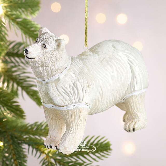Елочная игрушка Белый Медведь - Арктическая Сказка 13 см, стекло Winter Deco