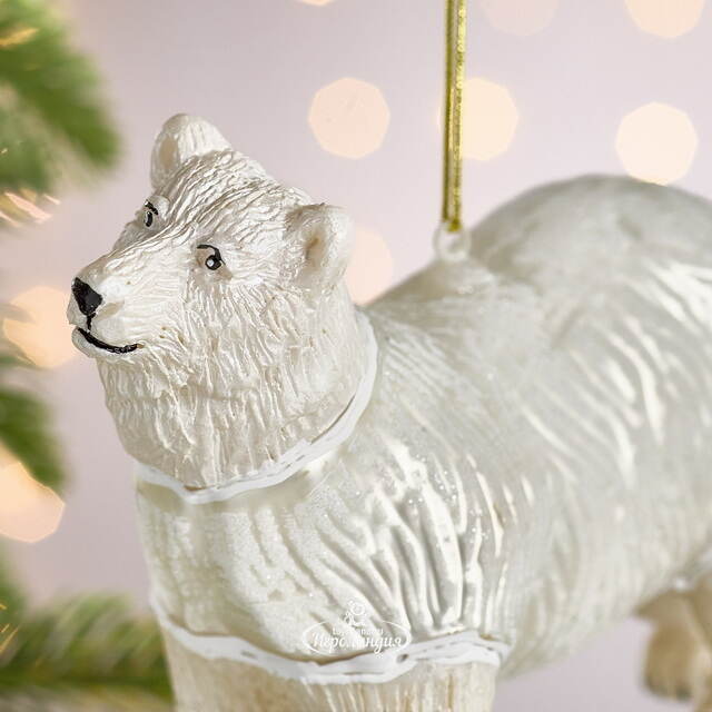 Елочная игрушка Белый Медведь - Арктическая Сказка 13 см, стекло Winter Deco