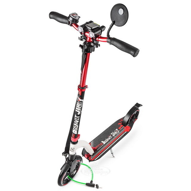 Городской самокат "Biskvit Jam 7 Ultimate Pro" с бортовым компьютером, 230/200 мм, черно-красный Biskvit Jam