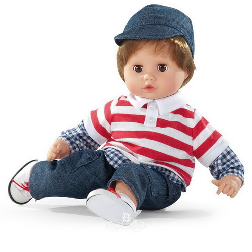 Кукла - младенец Маффин в джинсах и кепочке 33 см, закрывает глаза Gotz