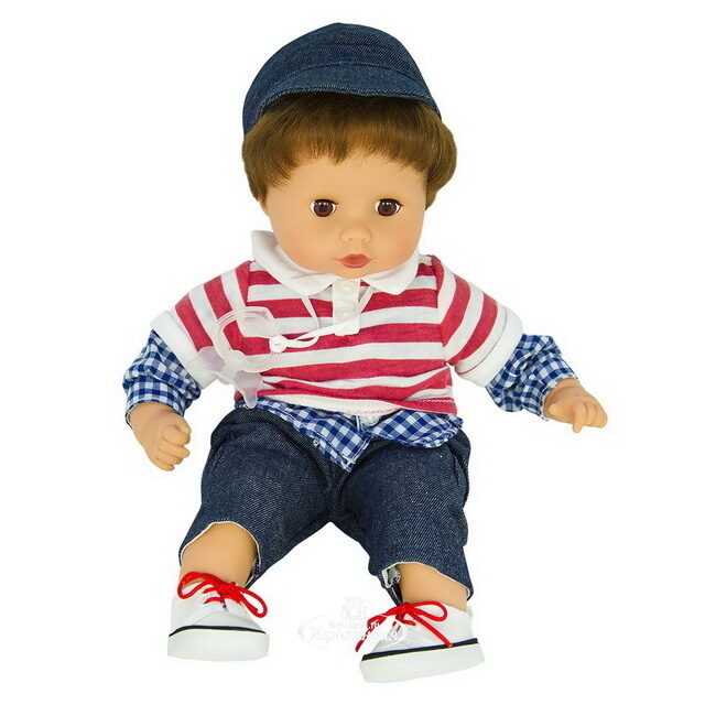 Кукла - младенец Маффин в джинсах и кепочке 33 см, закрывает глаза Gotz