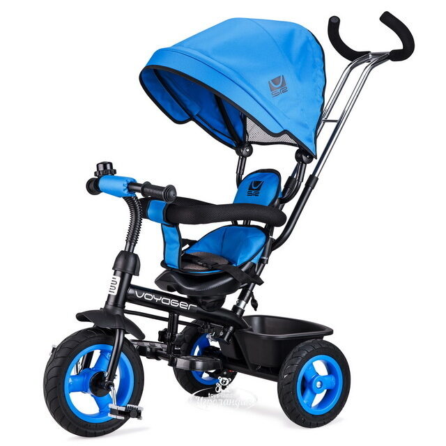 Трехколесный велосипед-коляска Small Rider Voyager с ручкой и козырьком, синий Small Rider