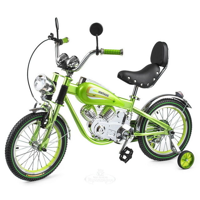 Коллекционный велосипед-мотоцикл Small Rider Motobike Vintage, колеса 16", зеленый Small Rider