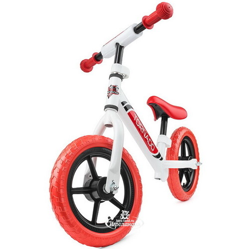 Беговел Small Rider Tornado с цветными покрышками, колеса 12", бело-красный Small Rider