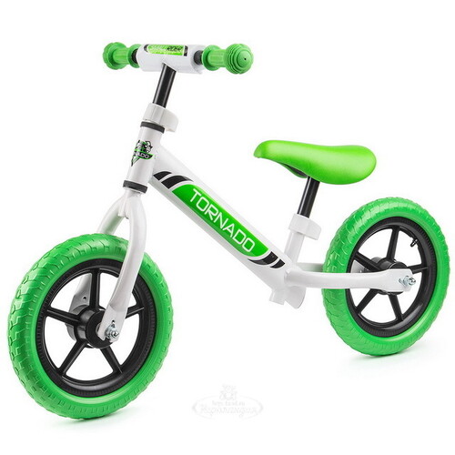 Беговел Small Rider Tornado с цветными покрышками, колеса 12", бело-зеленый Small Rider