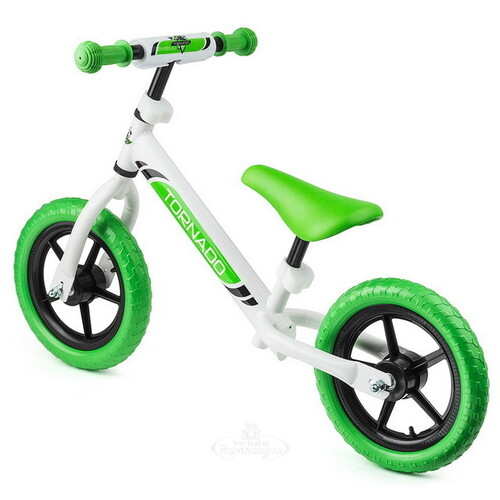 Беговел Small Rider Tornado с цветными покрышками, колеса 12", бело-зеленый Small Rider