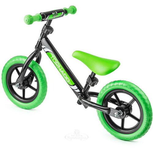 Беговел Small Rider Tornado с цветными покрышками, колеса 12", черно-зеленый Small Rider