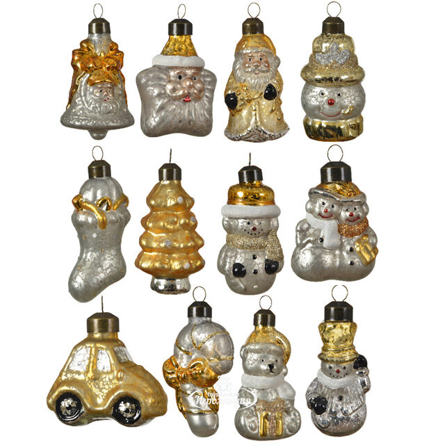 Набор стеклянных елочных игрушек Vintage Christmas: Soft Gold 6-9 см, 24 шт Kaemingk