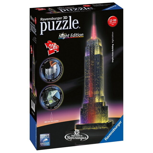 3D Пазл Ночной Эмпайр Стейт Билдинг, 216 элементов Ravensburger