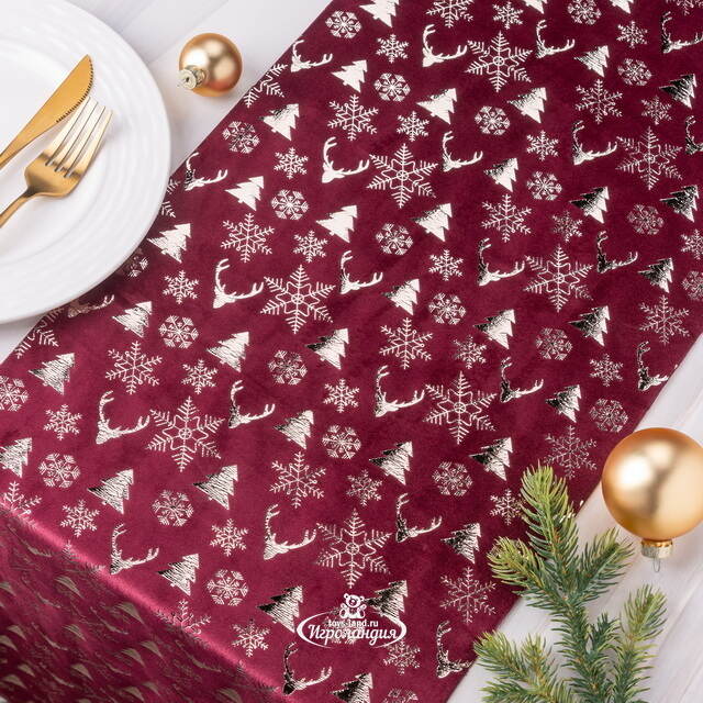 Новогодняя дорожка Granada - Зимний Лес 270*28 см Due Esse Christmas (Ду Эссе Кристмас)
