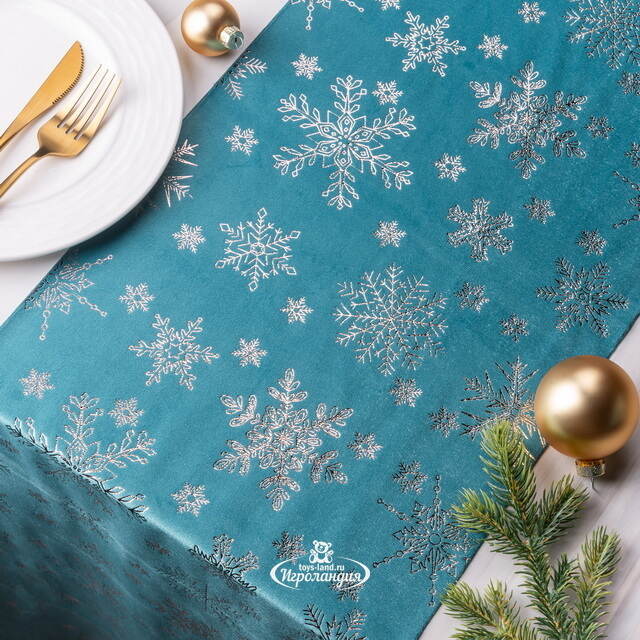 Новогодняя дорожка Via Celeste - Снежинки 270*28 см Due Esse Christmas (Ду Эссе Кристмас)