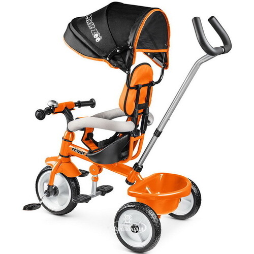 Трехколесный велосипед "Cosmic Zoo Trike" с ручкой и тентом, оранжевый Small Rider