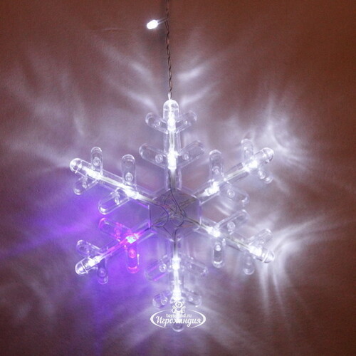 Светодиодная гирлянда бахрома Снежинки 2.5*0.9 м, 130 холодных белых LED ламп, мерцание, прозрачный ПВХ, IP20 Serpantin