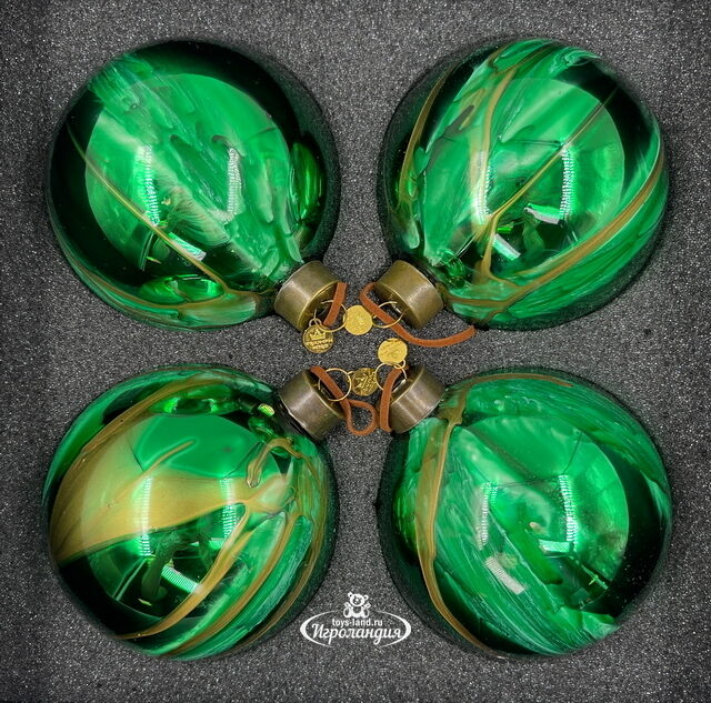 Набор стеклянных шаров Divorze Verde 10 см, 4 шт Christmas Deluxe
