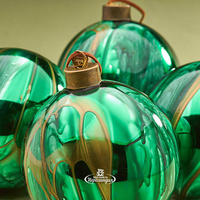 Набор стеклянных шаров Divorze Verde 10 см, 4 шт Christmas Deluxe