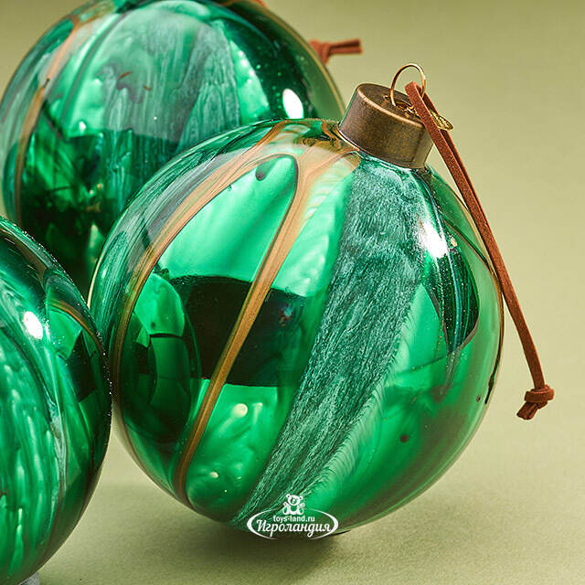 Набор стеклянных шаров Divorze Verde 10 см, 4 шт Christmas Deluxe