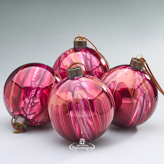 Набор стеклянных шаров Divorze Cremisi 10 см, 4 шт Christmas Deluxe