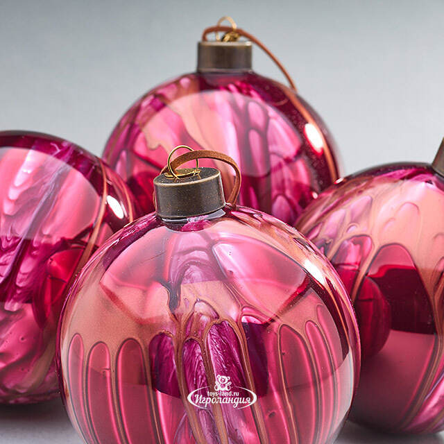 Набор стеклянных шаров Divorze Cremisi 10 см, 4 шт Christmas Deluxe