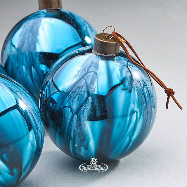 Набор стеклянных шаров Divorze Turchese 10 см, 4 шт Christmas Deluxe