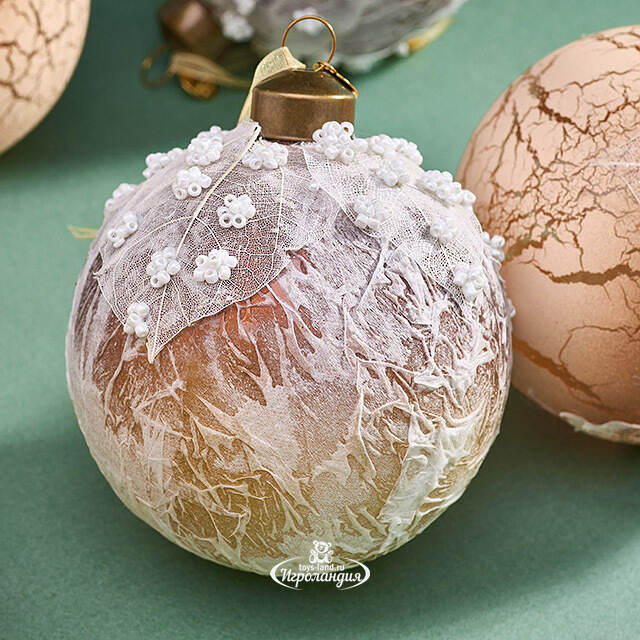 Набор стеклянных шаров Skansano - White Leaf 8 см, 9 шт Christmas Deluxe