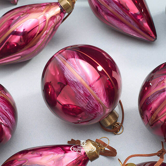 Набор стеклянных елочных игрушек Divorze Cremisi 8 см, 9 шт Christmas Deluxe