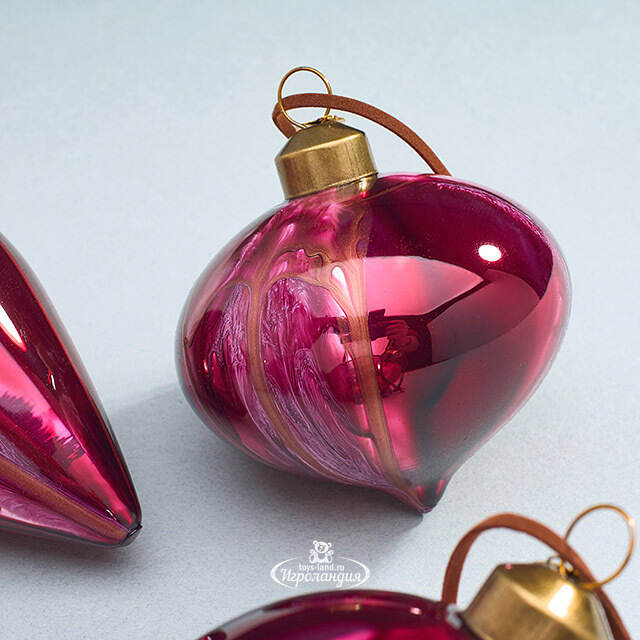 Набор стеклянных елочных игрушек Divorze Cremisi 8 см, 9 шт Christmas Deluxe