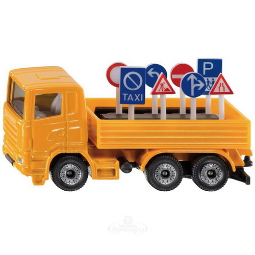 Модель грузовика с дорожными знаками 1:87, 8 см SIKU