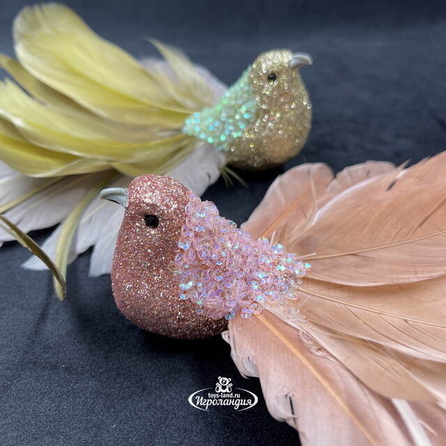 Елочная игрушка Птица Welness - Paradise Plume 22 см, 2 шт, клипса Christmas Deluxe