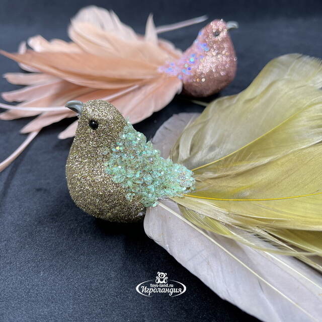 Елочная игрушка Птица Welness - Paradise Plume 22 см, 2 шт, клипса Christmas Deluxe