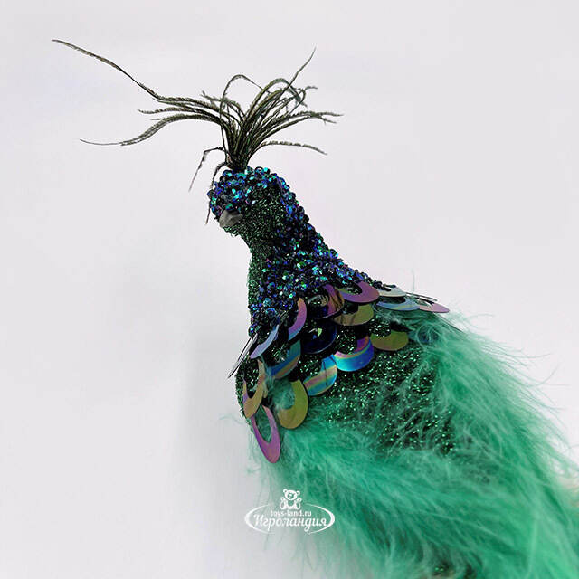Декоративная фигура Павлин Emerald - Peacock Oasis 50 см, клипса Christmas Deluxe
