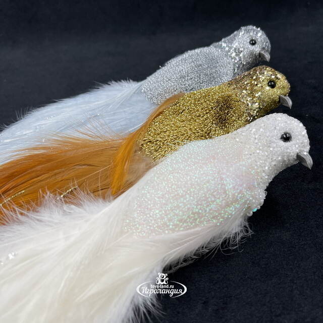 Елочная игрушка Птички Seraphina - Paradise Plume 27 см, 3 шт, клипса Christmas Deluxe