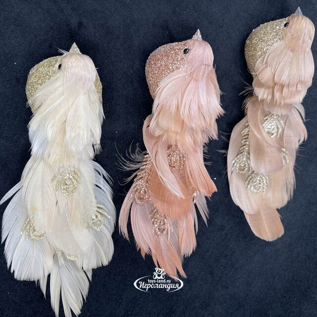 Елочная игрушка Птички Arabesque - Paradise Plume 17 см, 3 шт, клипса Christmas Deluxe