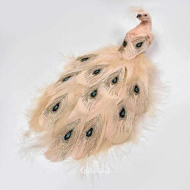 Декоративная фигура Павлин Morganite - Peacock Oasis 29 см, клипса Christmas Deluxe