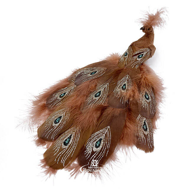 Декоративная фигура Павлин Rauch Topaz - Peacock Oasis 29 см, клипса Christmas Deluxe