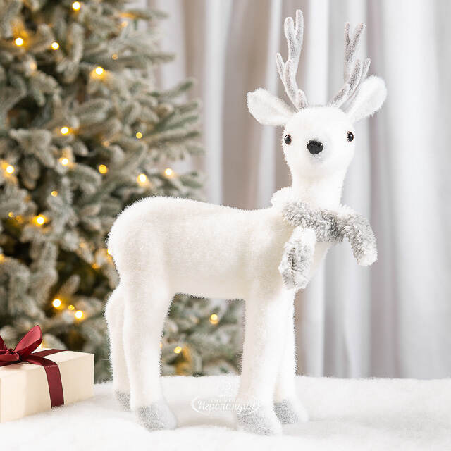 Декоративная фигура Олень Тоффи в шарфе - Warm heart 39 см Christmas Deluxe