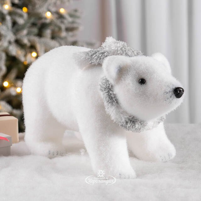 Декоративная фигура Медведь Бонди в шарфе - Warm heart 35 см Christmas Deluxe